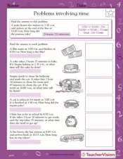 word problems involving time i worksheet grade 5 teachervision